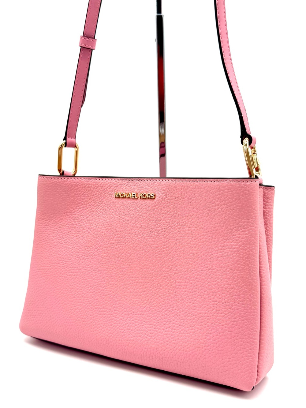Michael Kors Trisha MediumPebbled Leather Crossbody Bag Pink